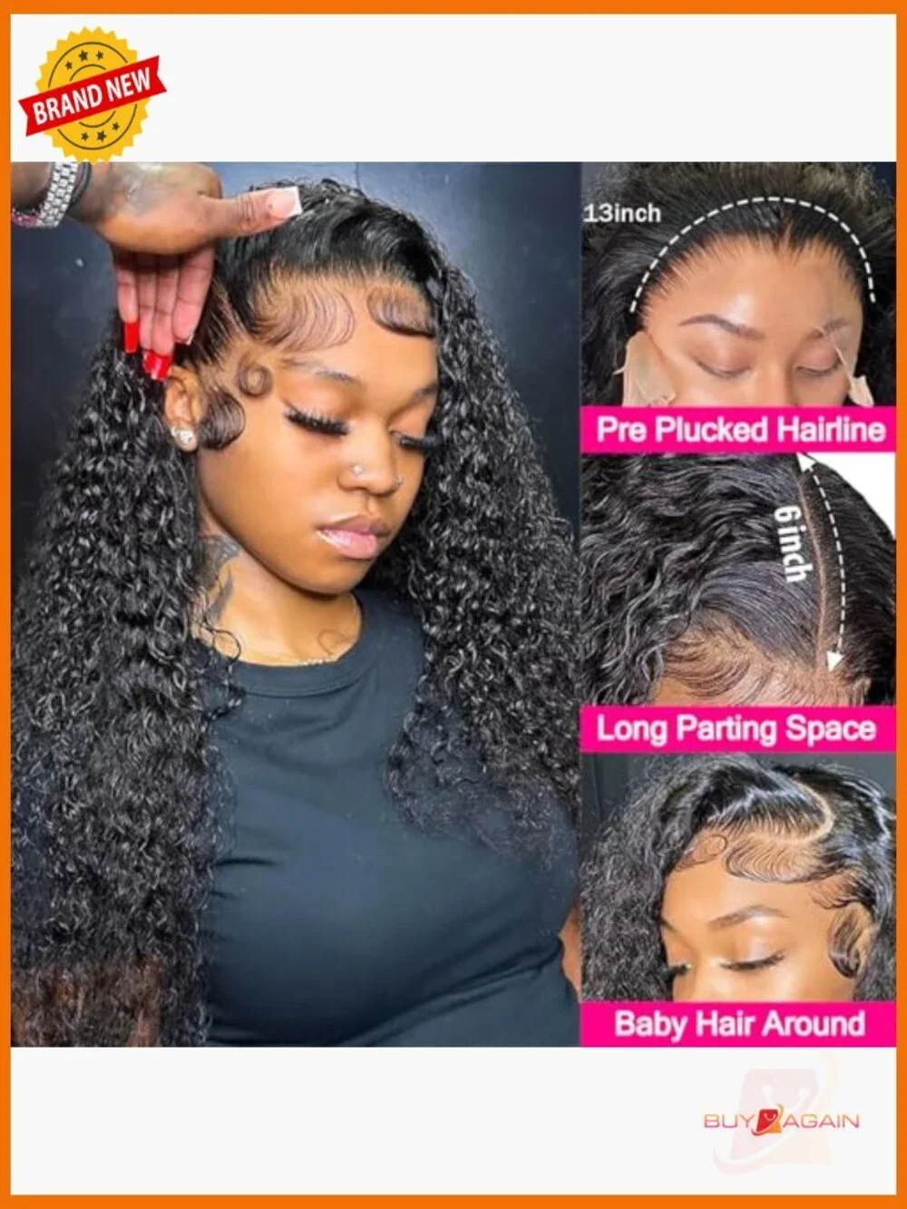 200 Density Water Wave Lace Front Human Hair Wig 20 Inch
